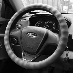 Оплетка на руль   Carlife  "Portofino" XXXL,  Серый/Серый (экокожа/косточка)