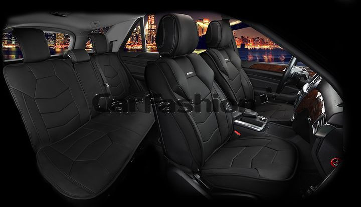 Комплект Накидок  «SAMURAI PLUS»  Чёрный/Чёрный/Чёрный  (экокожа/нубук)