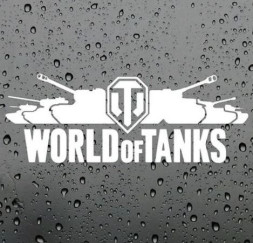 Наклейка "WORLD OF TANKS"  20x8см.  Белый