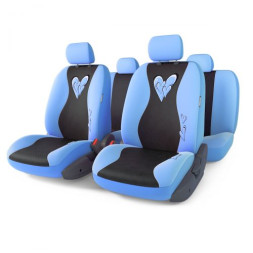 Набор чехлов Аutoprofi "GLAMOUR" полный к-т   "голубой" велюр+сетч. ткань 13 предм.