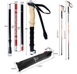 Holiday Треккинговая палка складная (65-135 см) Черный  (1шт.)