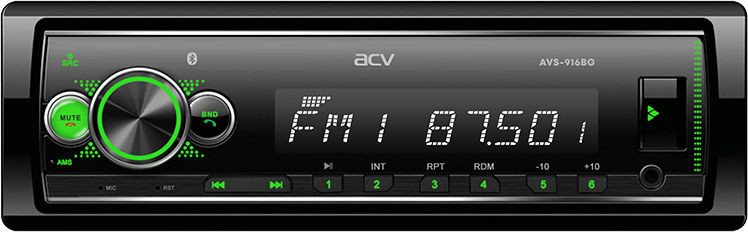 Автомагн.  ACV-916BG  (зеленый)  USB/SD/FM ресивер Bluetooth (со съемной панелькой)