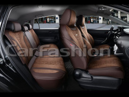 Чехлы  «5D» PREMIUM каркасные «BUFFALO PLUS» Кофе/Кофе/Кофе  (утопл.подгол./экокожа/нубук)