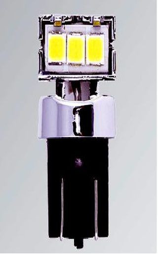 Маяк Cвет-од  ULTRA 12V T10  3SMD (3020) Side/60*/180* 1.2W 40Lm W2,1x9,5D 6000K SUPER WHITE (2шт.)