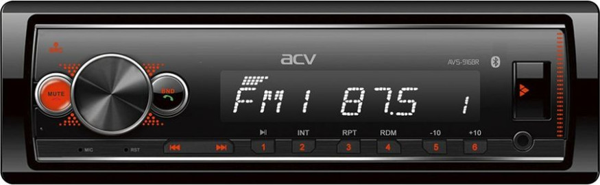 Автомагн.  ACV-916BR  (красный)  USB/SD/FM ресивер Bluetooth (со съемной панелькой)