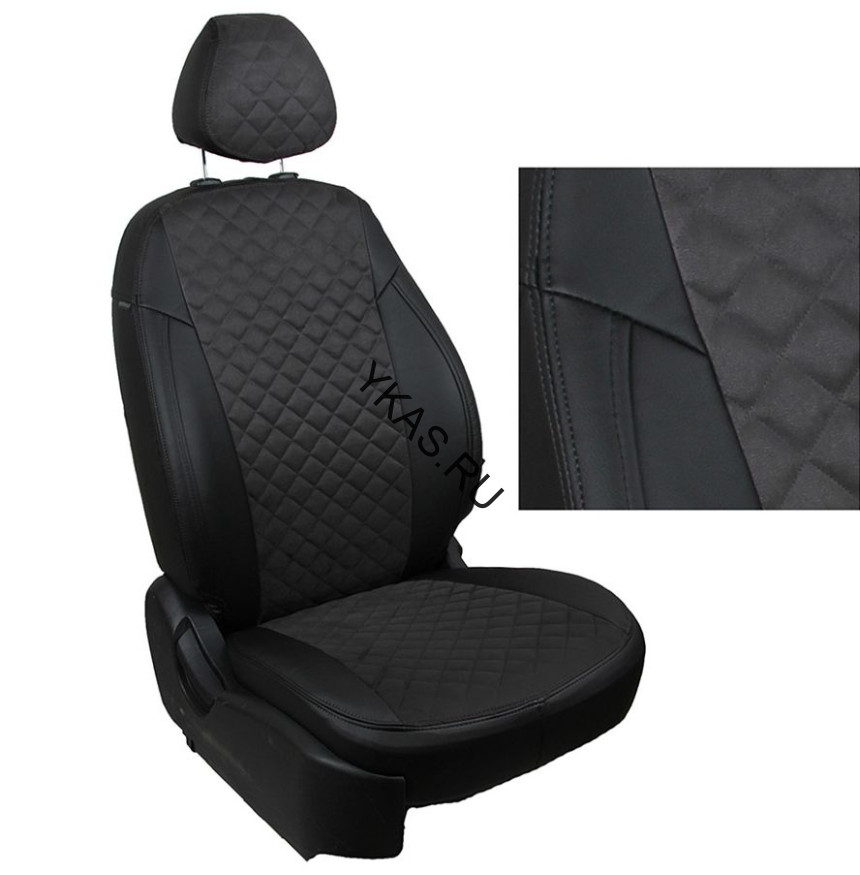 Авточехлы  Экокожа  Renault Duster  с 2021г-  черный Life/Style  РОМБ (алькантара)