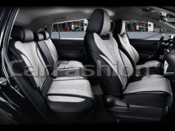 Чехлы  «5D» PREMIUM каркасные «BUFFALO PLUS» Серый/Чёрный/Серый  (утопл.подгол./экокожа/нубук)