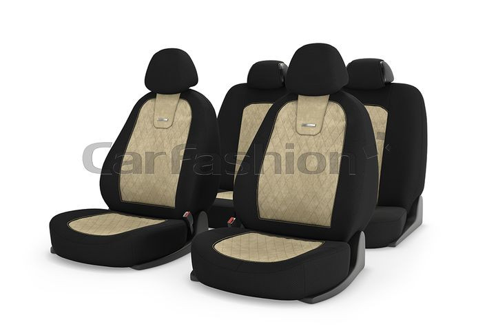 Чехлы  «COLOMBO»  Бежевый/Бежевый/Бежевый  (Алькантара)