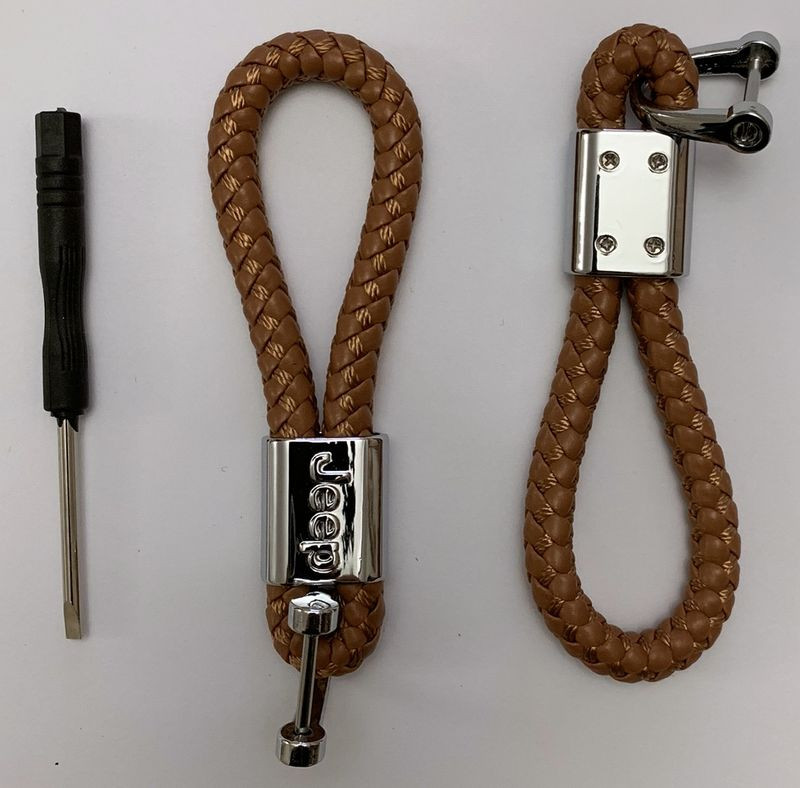 Брелок кожа плетенная  JEEP  Коричневый