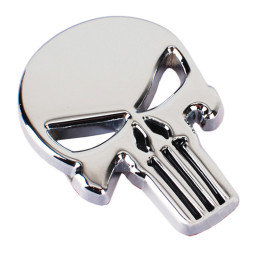 Наклейка 3D   Череп  (6x4см)  Хром