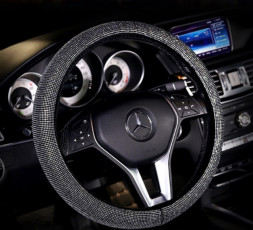 Оплетка на руль   Swarovski №4 - М, (без каркаса, мягкая) Серебро