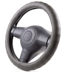 Оплетка на руль Autoprofi "LUXURY" 1911 BK M черный /ребристая/ кожа