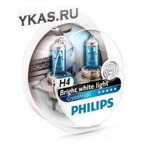 Автолампа Philips 12V   H4    60/55W  P43t-38  Cristal Vision + 2шт W5W  (к-т 2шт)