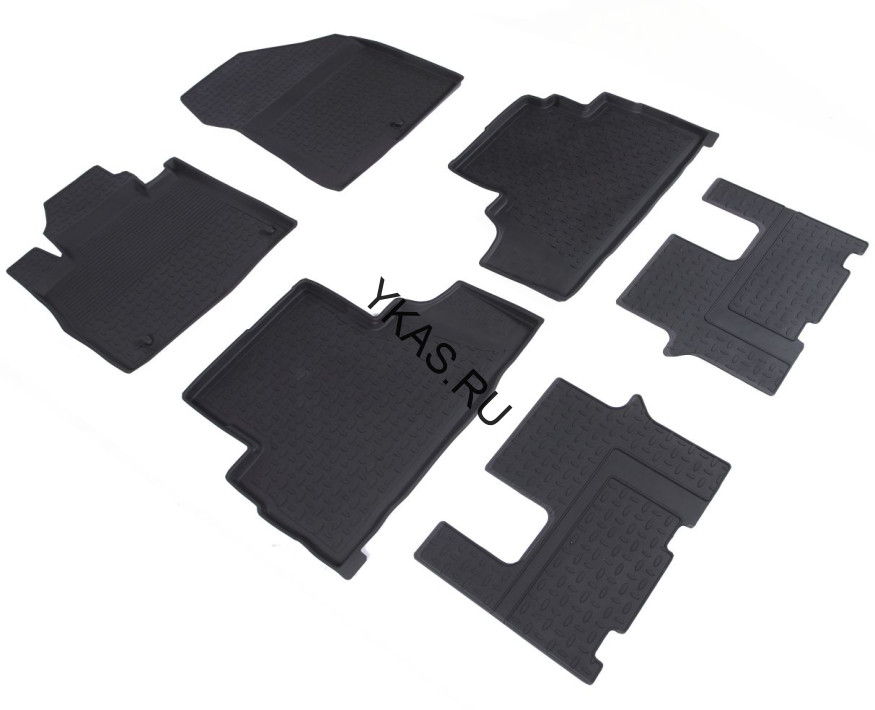 Коврики резиновые   Hyundai Santa Fe IV c 2018г-  (7 мест) БОРТ
