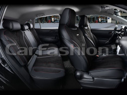 Чехлы  «5D» PREMIUM каркасные «BUFFALO PLUS» Чёрный/Чёрный/Красный  (утопл.подгол./экокожа/нубук)