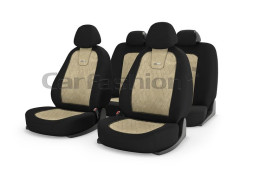 Чехлы  «COLOMBO»  Бежевый/Чёрный/Бежевый  (Алькантара)