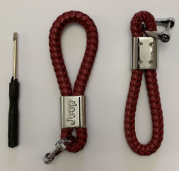 Брелок кожа плетенная  JEEP  Красный