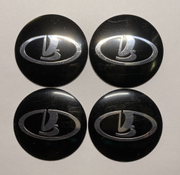 Этикетки на диски (метал) диам. 56,5мм. "LADA" черный (4 шт.)