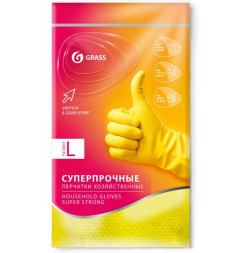 GRASS Перчатки хоз. латекс, суперпрочные (размер  L)  желтые