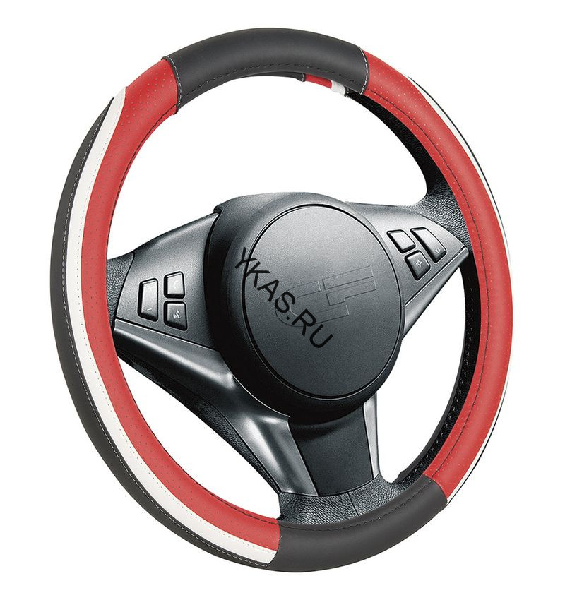 Оплетка на руль   CF  STEP - М, Чёрный/Красный/Белый