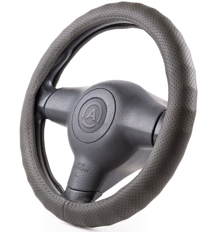 Оплетка на руль  Autoprofi "LUXURY"  1912 BK M  черный /ребристая/перфорация / кожа