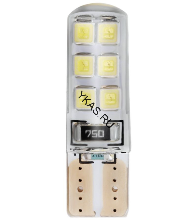 SOLAR  Свет-од  12V  T10 12 SMD W5W  W2.1x9.5d  белый Силикон