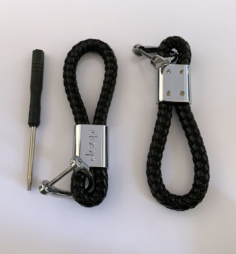 Брелок кожа плетенная  JEEP  Черный