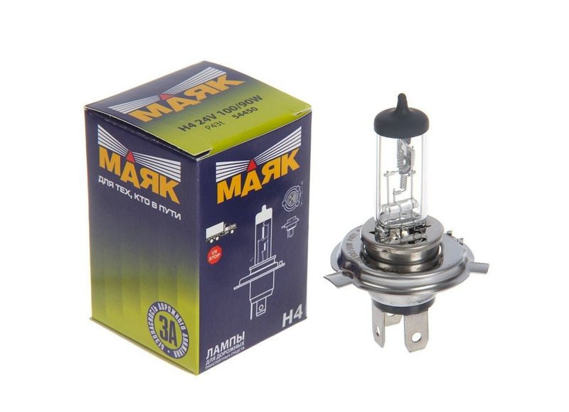 Лампа МАЯК 24V    H4  100/90W   P43t (1шт)