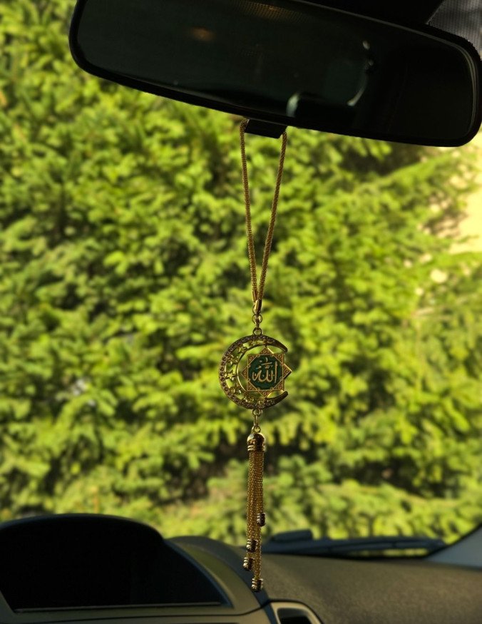 Подвески на зеркало заднего Ислам "Аллах" зеленый