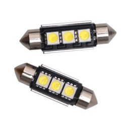 SOLAR Свет-од 12V T11x39 3 SMD C5W SV8.5 белый (с обманкой)