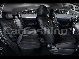 Чехлы  «5D» PREMIUM каркасные «BUFFALO PLUS» Чёрный/Чёрный/Синий  (утопл.подгол./экокожа/нубук)