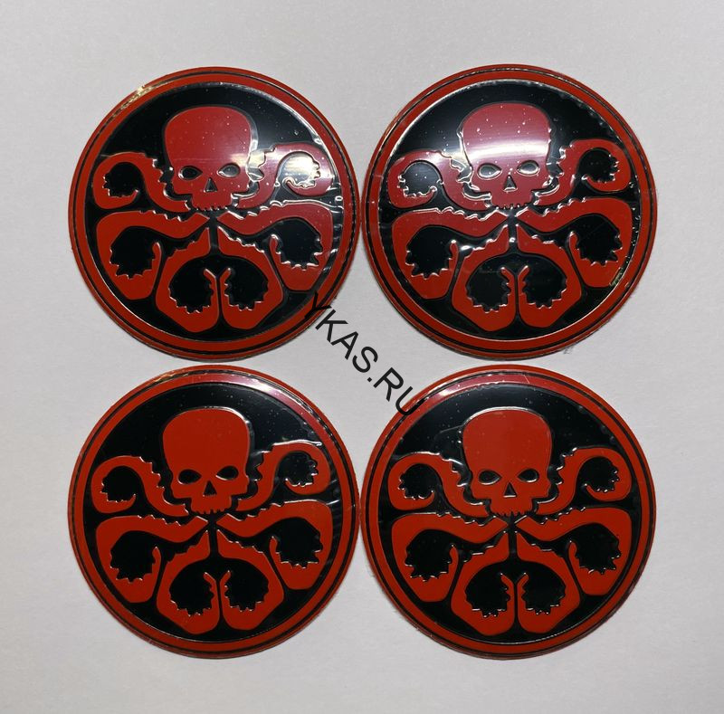 Этикетки на диски (метал)  диам. 56,5мм.  "MEDUZA" красный  (4 шт.)