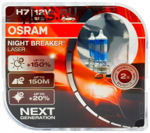 Лампа OSRAM 12V     H7   55W  NL LASER BOX  PX26d  (2шт.) (+150%)
