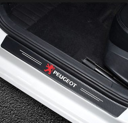 Наклейки защитные на пороги карбон (60см-2шт; 40см-2шт.) 4шт. PEUGEOT