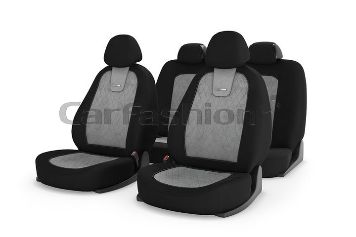 Чехлы  «COLOMBO»  Св.Серый/Чёрный/Св.Серый (Алькантара)