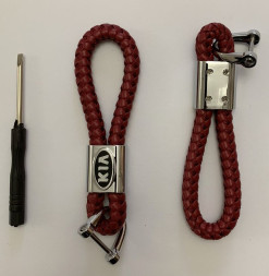 Брелок кожа плетенная  KIA  Красный