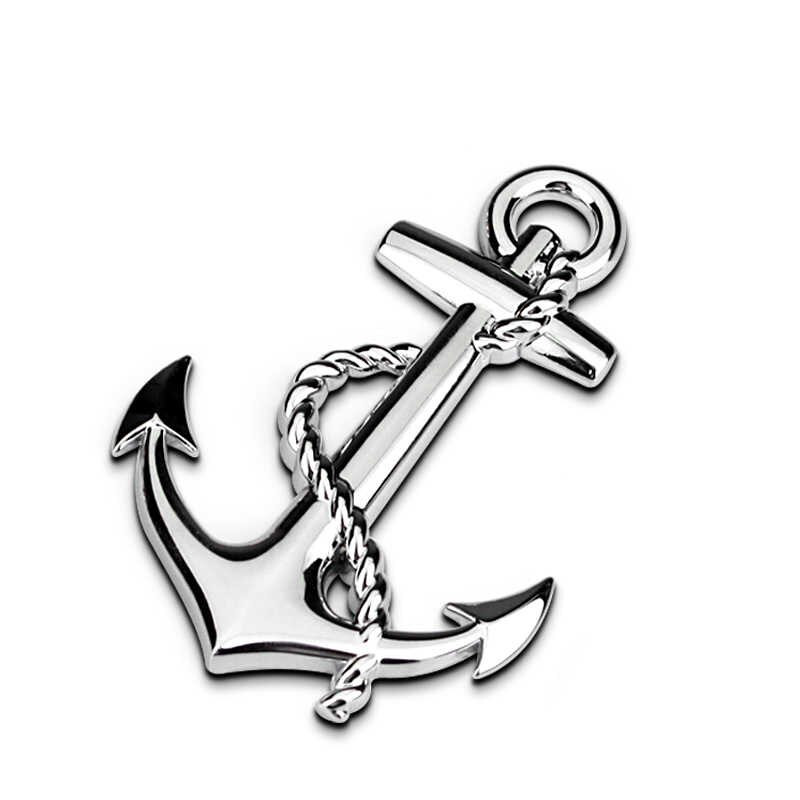 Наклейка 3D   Якорь (7,8x5,2см)  Хром