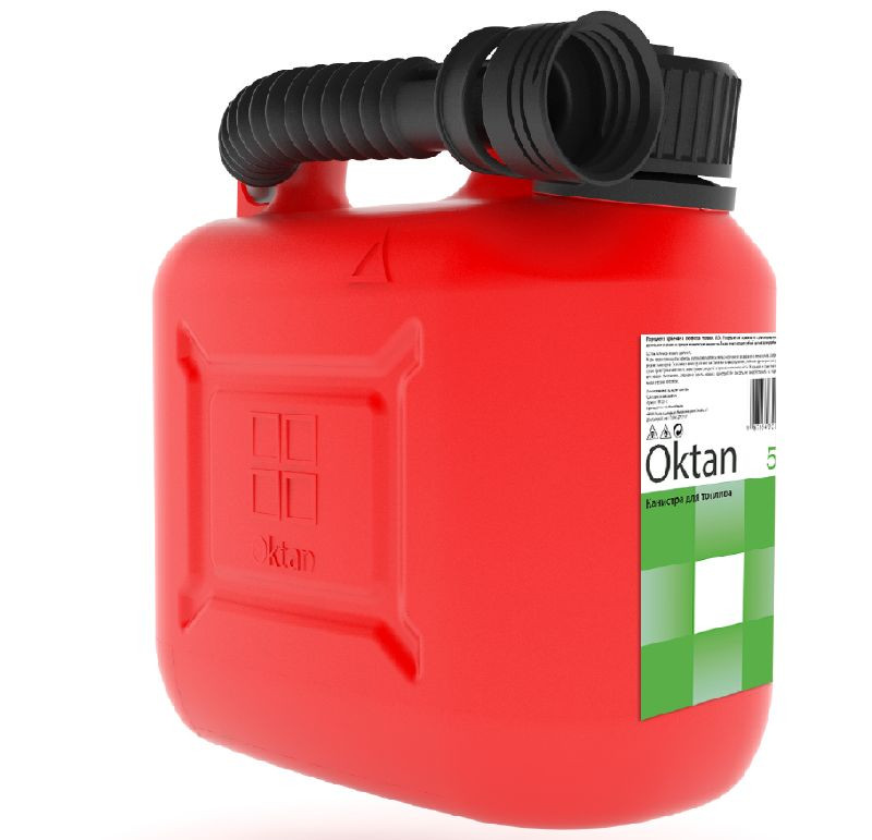 Канистра пластиковая  Oktan   5л (красная) с заливным устройством, крышка с защитой
