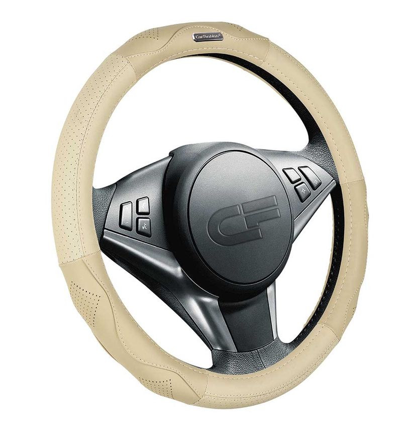 Оплетка на руль   CF  STORM - М, Бежевый/Бежевый (кожа)