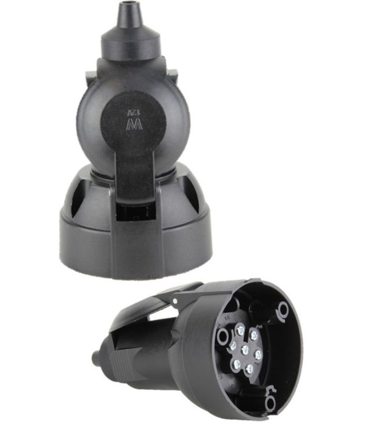 Разьём для прицепа розетка металл.12В 7-WAY пластмас. (компл.:папа+мама)