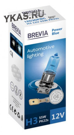 Автолампа BREVIA  12V  H3  55W PK22s Power Blue CP (карт.1шт)