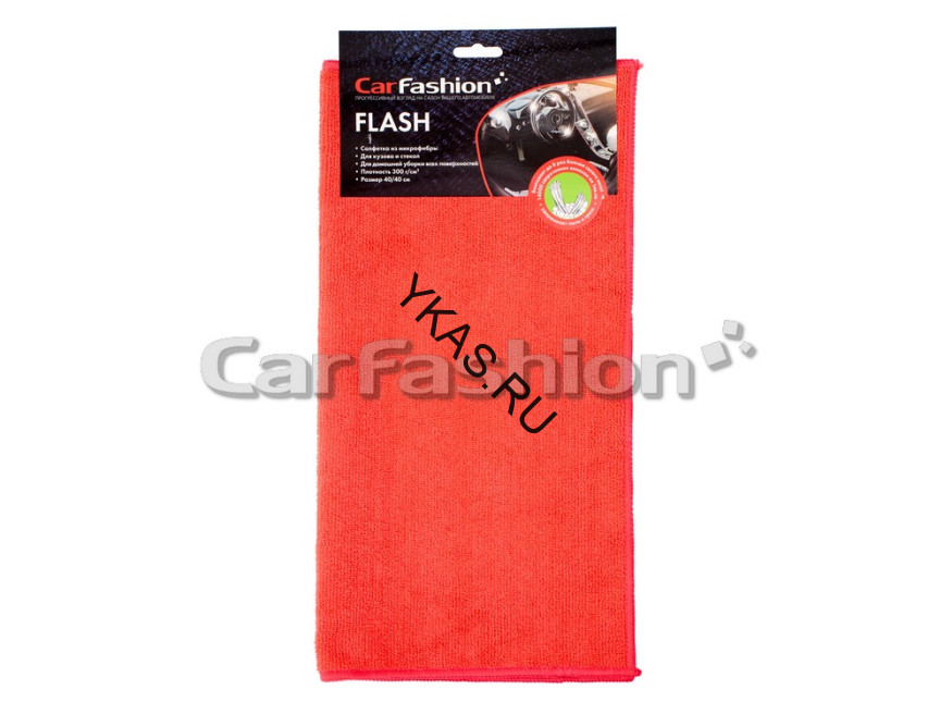 Микрофибра  CF "FLASH" для кузова и стекол Красная 60х40 см, плотность 300 г/см3