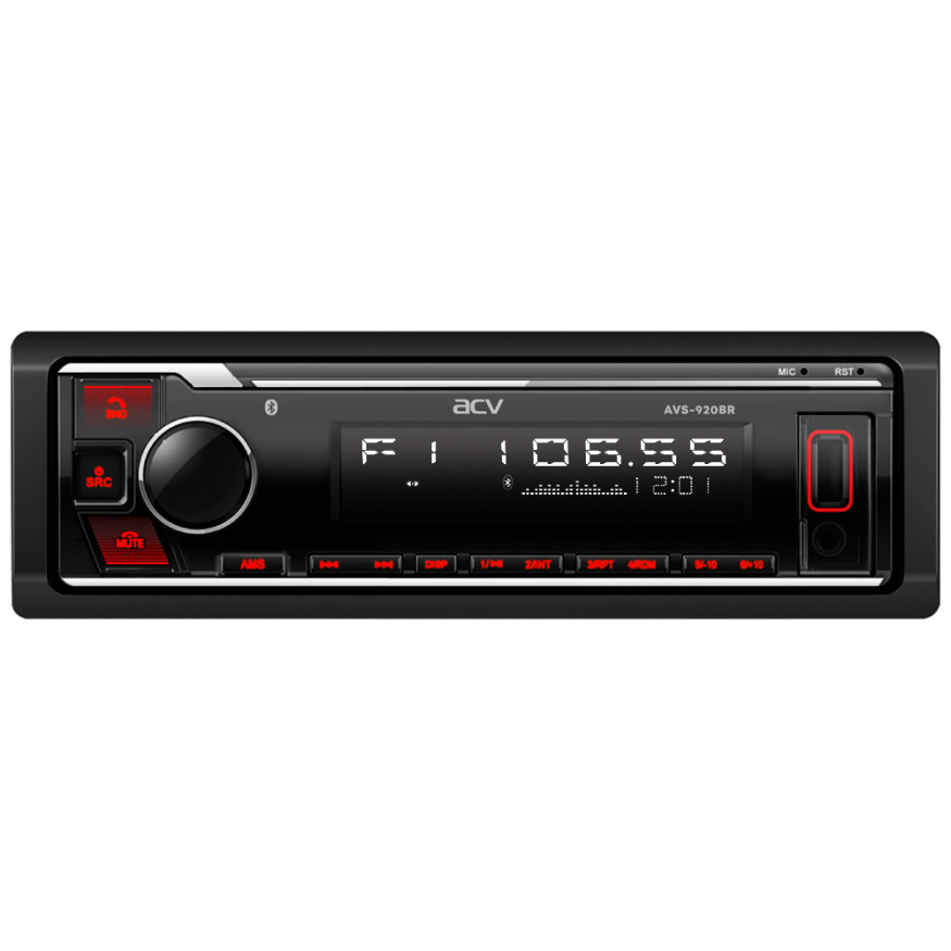 Автомагн.  ACV-920BR  (красный)  USB/SD/FM ресивер Bluetooth (со съемной панелькой)