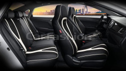 Чехлы  «5D» PREMIUM каркасные «INTEGRAL PLUS» Чёрный/Чёрный/Белый  (экокожа/нубук)