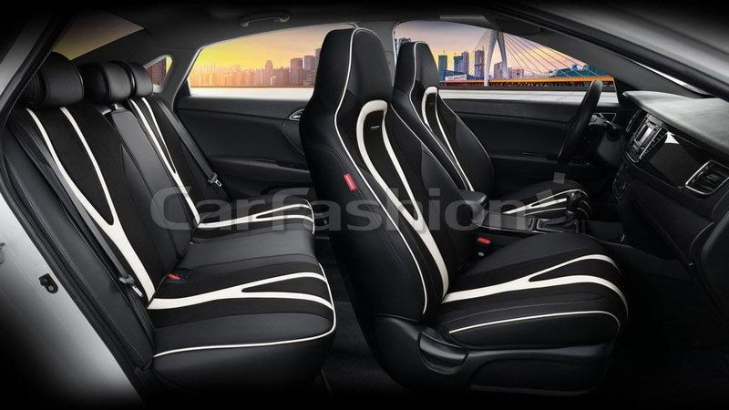 Чехлы  «5D» PREMIUM каркасные «INTEGRAL PLUS» Чёрный/Чёрный/Белый  (экокожа/нубук)