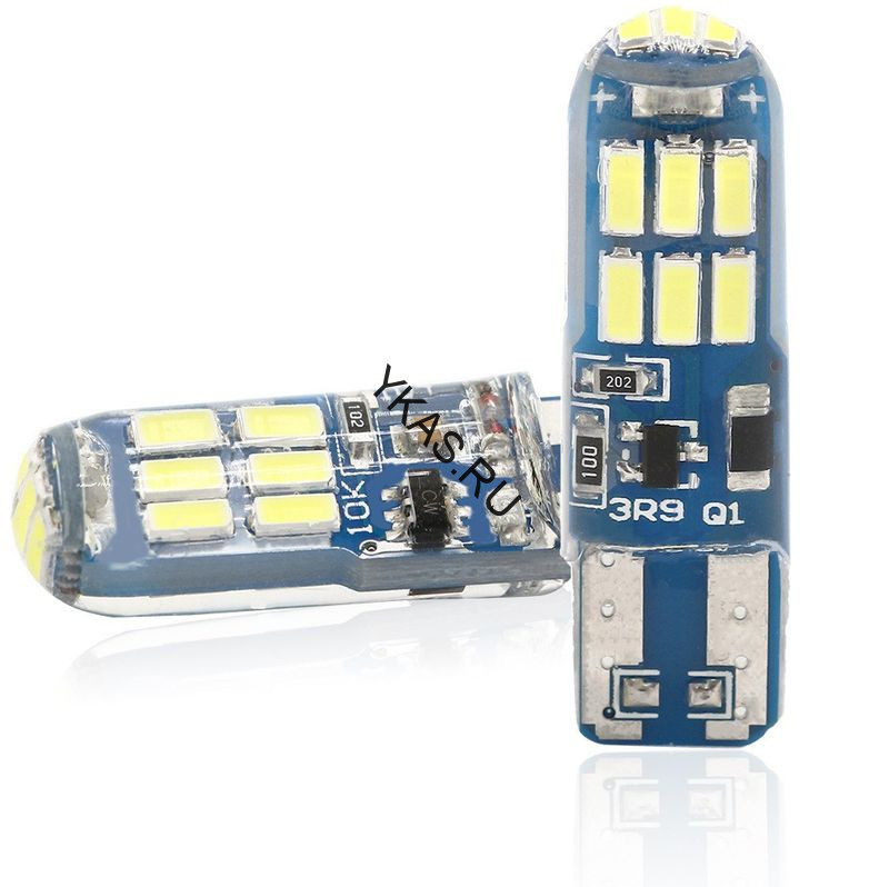 SOLAR  Свет-од  12V  T10 15 SMD 4014 W5W  W2.1x9.5d  белый Силикон