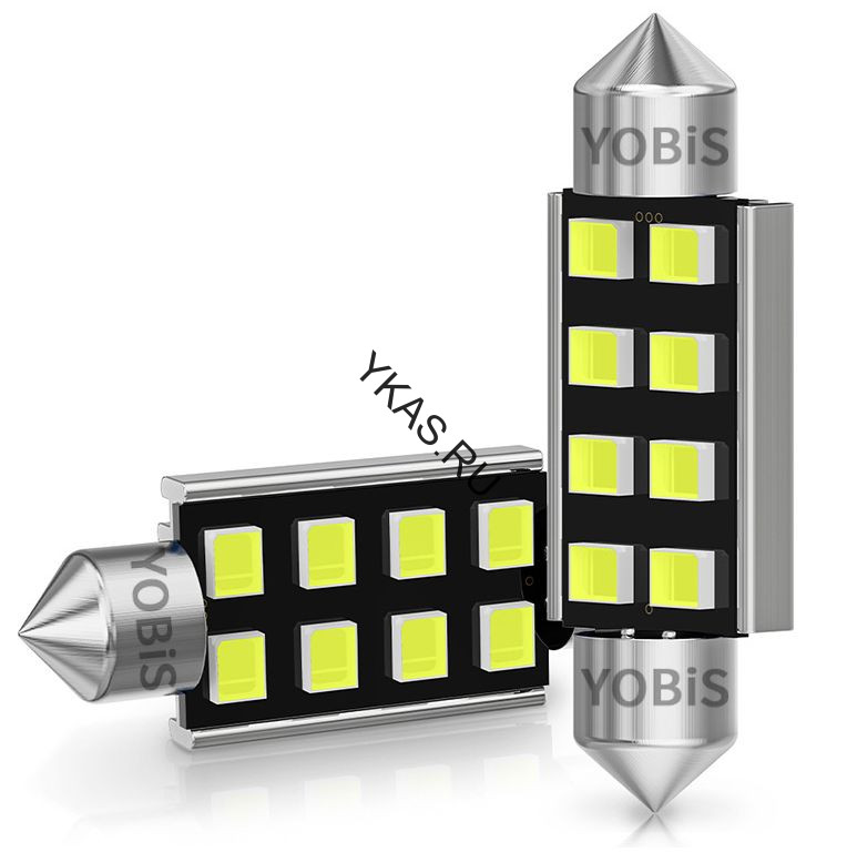 SOLAR  Свет-од  12V  T11x39  8 SMD  C5W  SV8.5  белый (с обманкой)