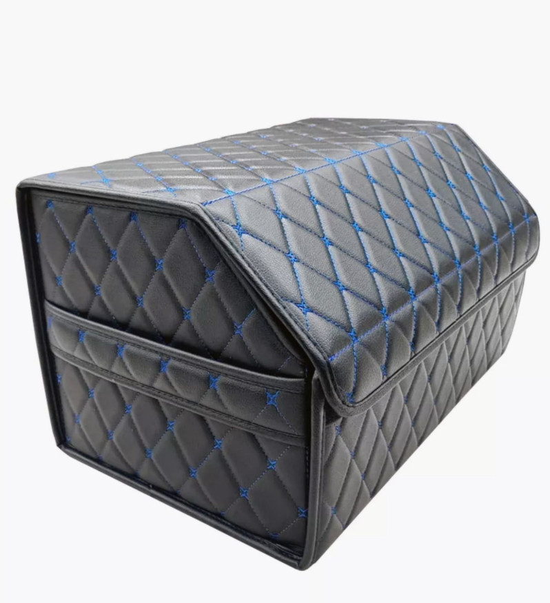 Сумка органайзер в багажник «M» 50/35/25 черный/шов синий  (без картона, на оргалите)