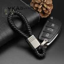 Брелок кожаный плетенный (держатель ключей) черный