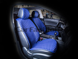 Накидки Фронт  «CARBON»  Синий/Голубой/Синий  (полиэстер карбон/экокожа)